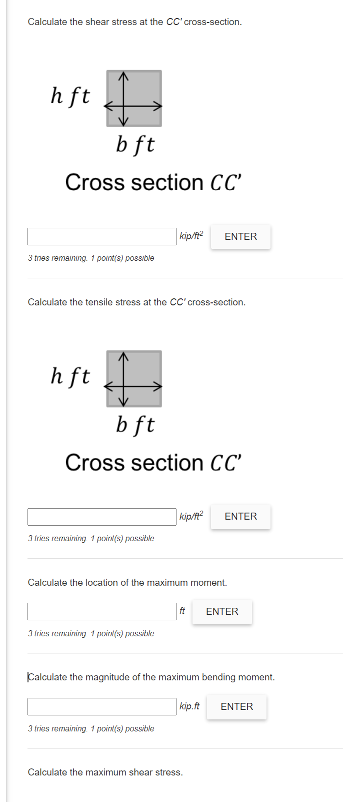 Solved Determine the maximum tensile and shear stresses. | Chegg.com