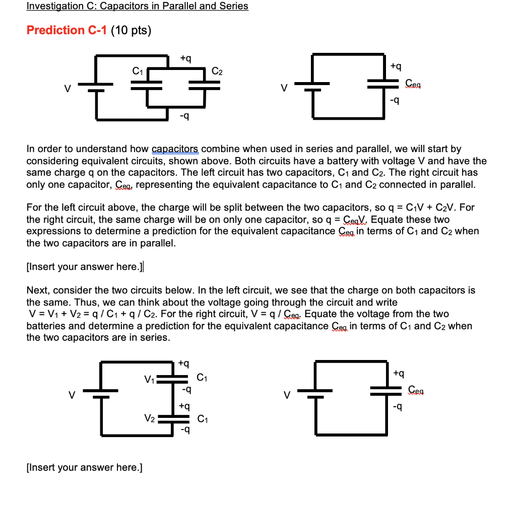 Solved Investigation C Capacitors In Parallel And Series Chegg Com