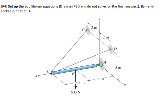 Solved [P4] Set up the equilibrium equations (Draw an FBD | Chegg.com