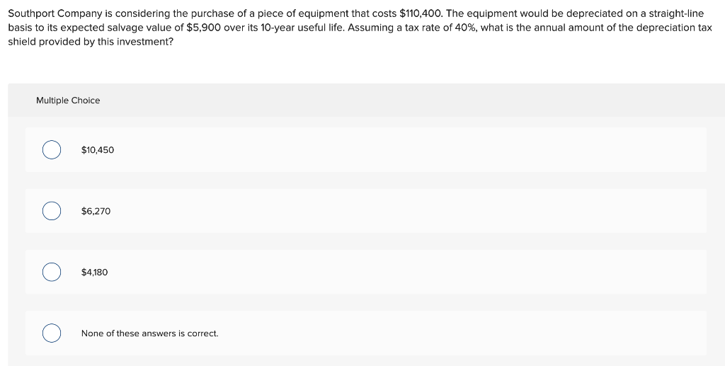 annual depreciation tax shield