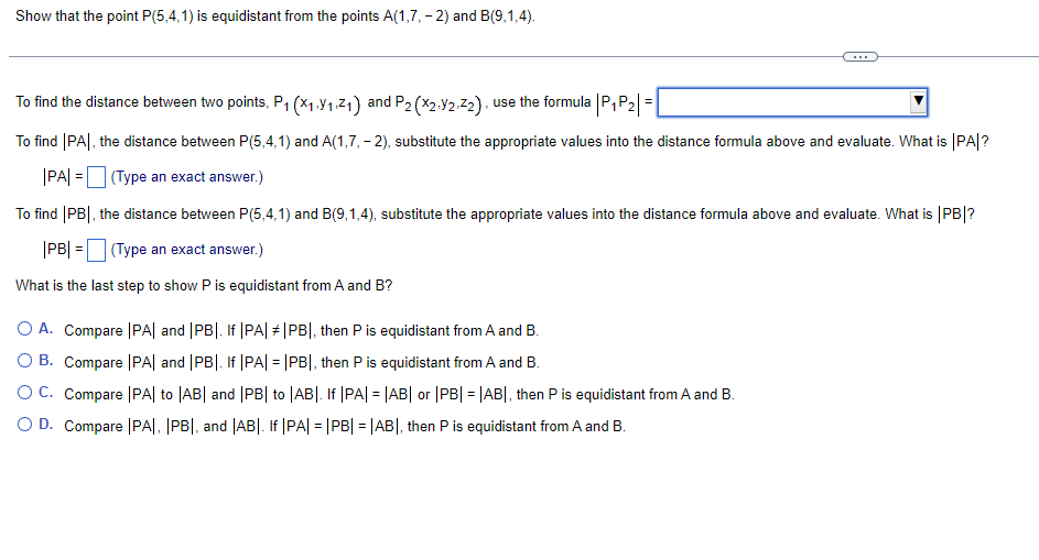 Solved To find the distance between two points, P1(x1,y1,z1) | Chegg.com