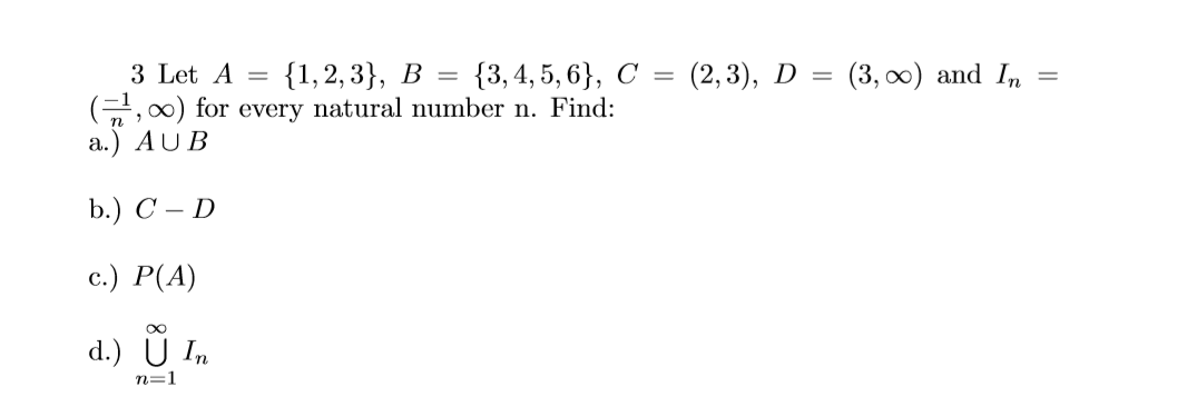 Solved 3 Let A 1 2 3 B 3 4 5 6 C 2 3 D Chegg Com