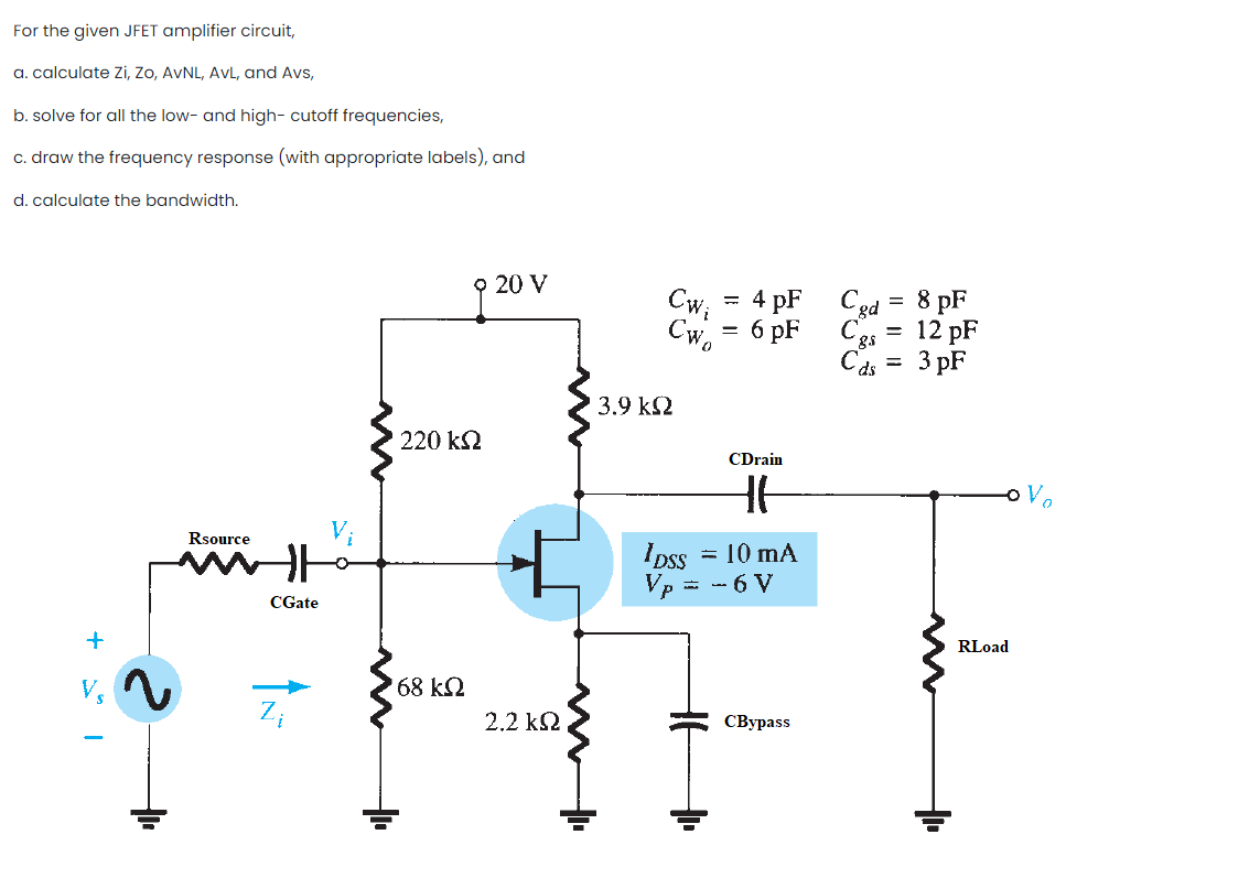 Solved GIVEN : Cap at the Gate: 2uF Cap at the Drain: | Chegg.com