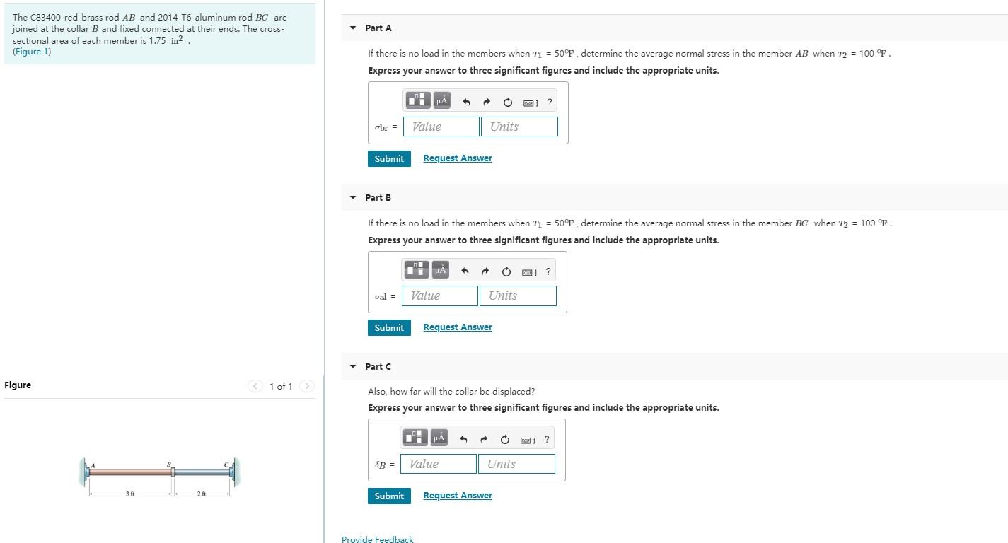 Solved Part A The C83400redbrass rod AB and