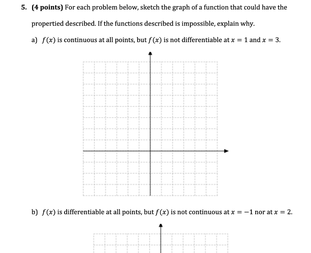 Solved 5. (4 points) For each problem below, sketch the | Chegg.com