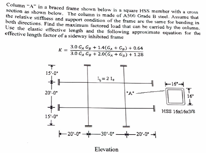 Solved Column .'A.. İn a braced frame shown below is a | Chegg.com