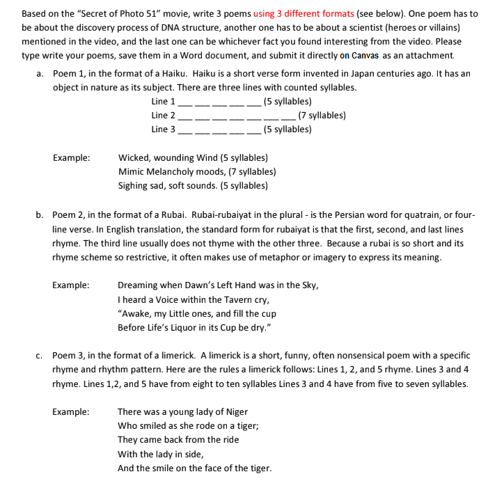 Based on the "Secret of Photo 51" movie, write 3