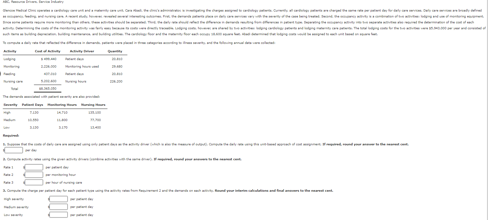 Solved The demands associated with patient severity are also | Chegg.com