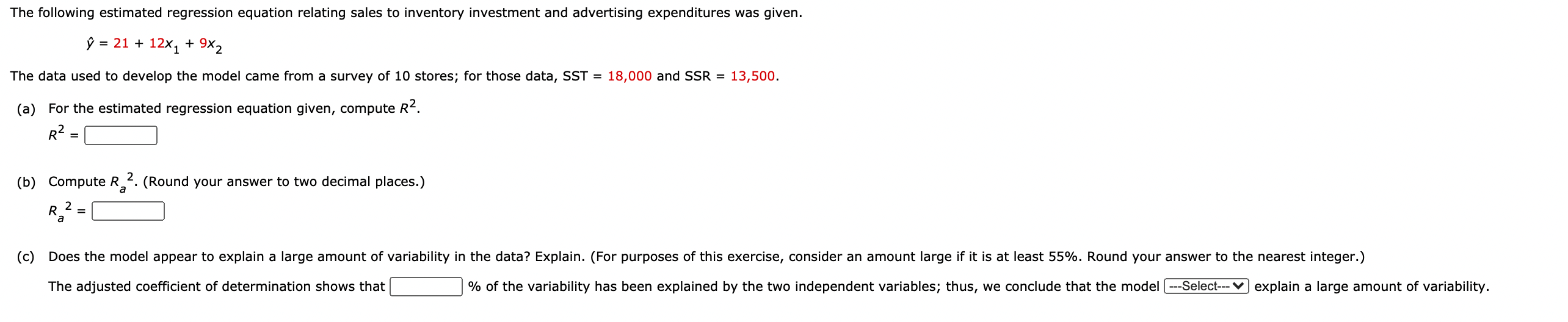 Solved The following estimated regression equation relating | Chegg.com