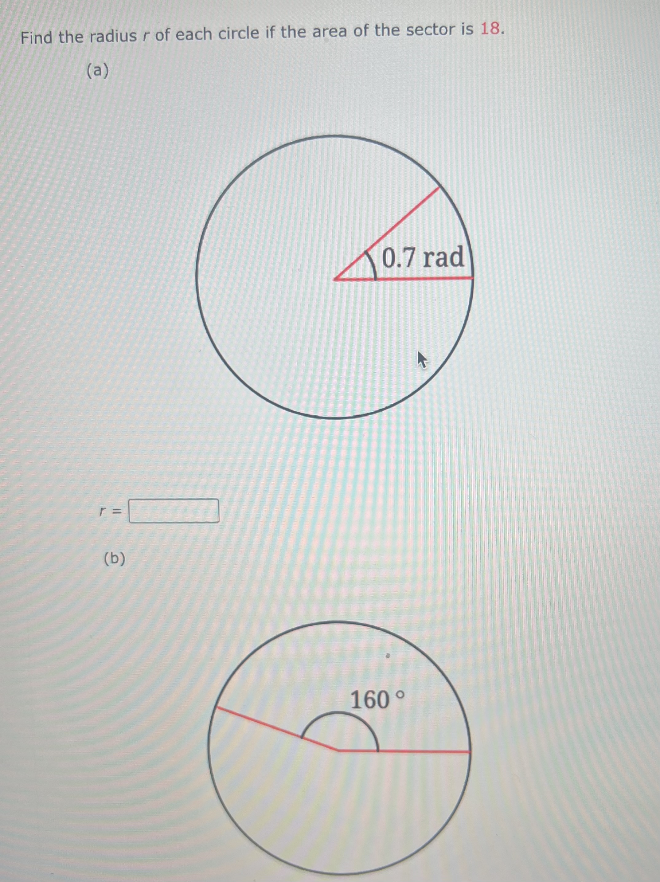 Solved Find the radius r of each circle if the area of the | Chegg.com