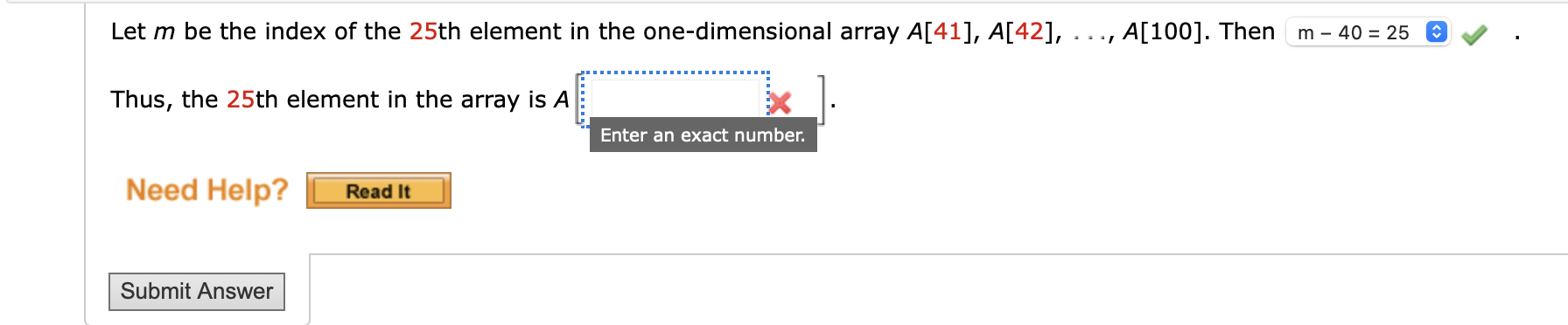 Solved Let m be the index of the 25th element in the | Chegg.com