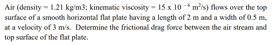 Solved Air ( density =1.21 kg/m3; kinematic viscosity | Chegg.com