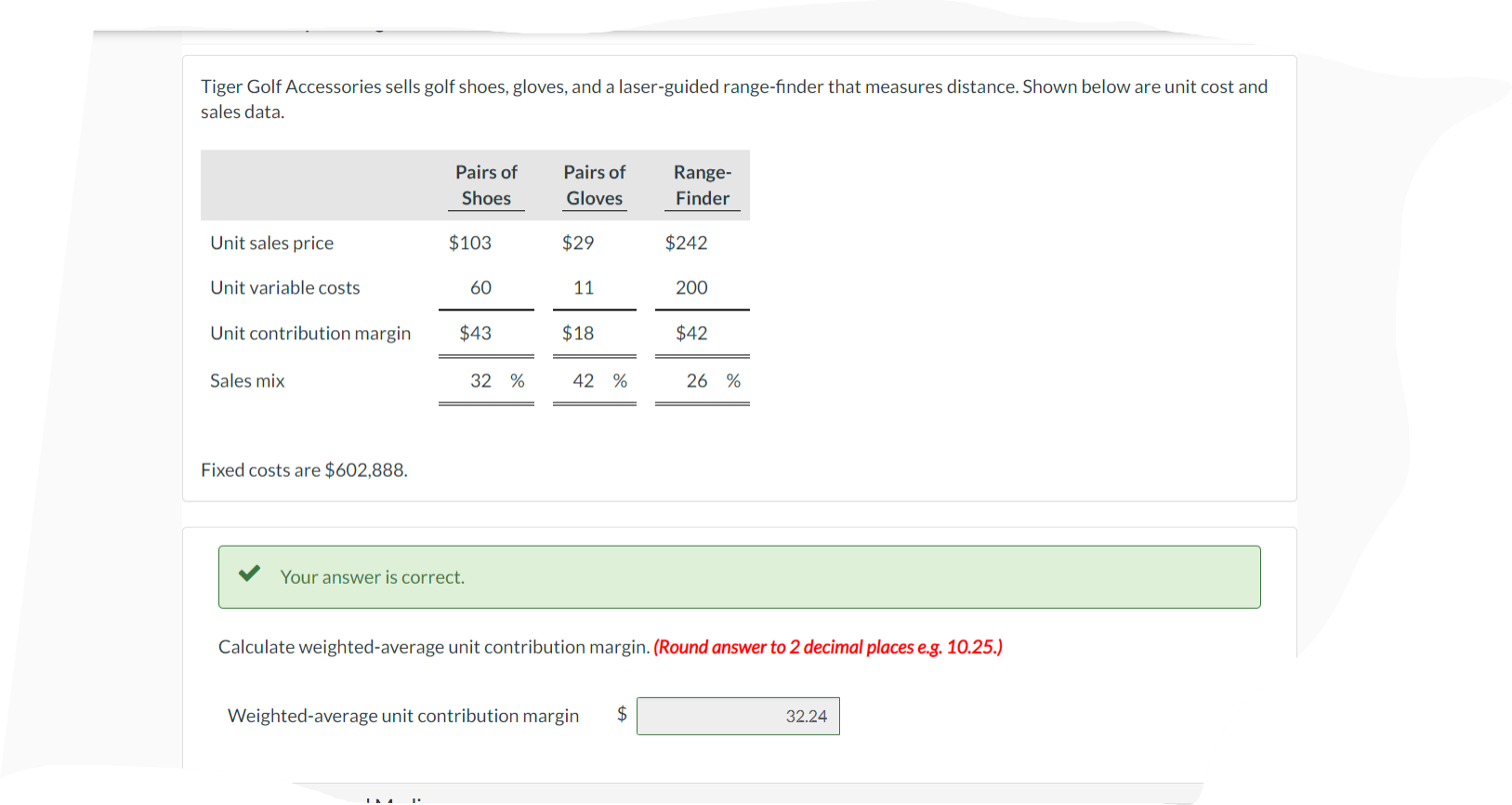 Solved Tiger Golf Accessories sells golf shoes, gloves, and