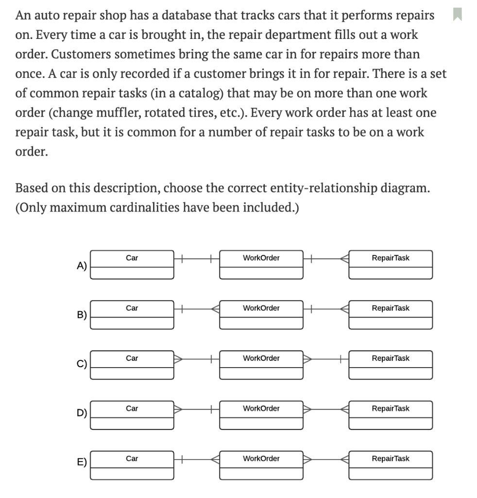 Mechanic Client Database Solved An auto repair shop has a database that tracks cars | Chegg.com