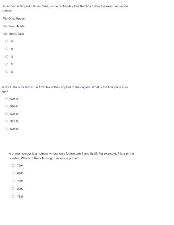 Solved A Fair Coin Is Flipped 3 Times. What Is The | Chegg.com