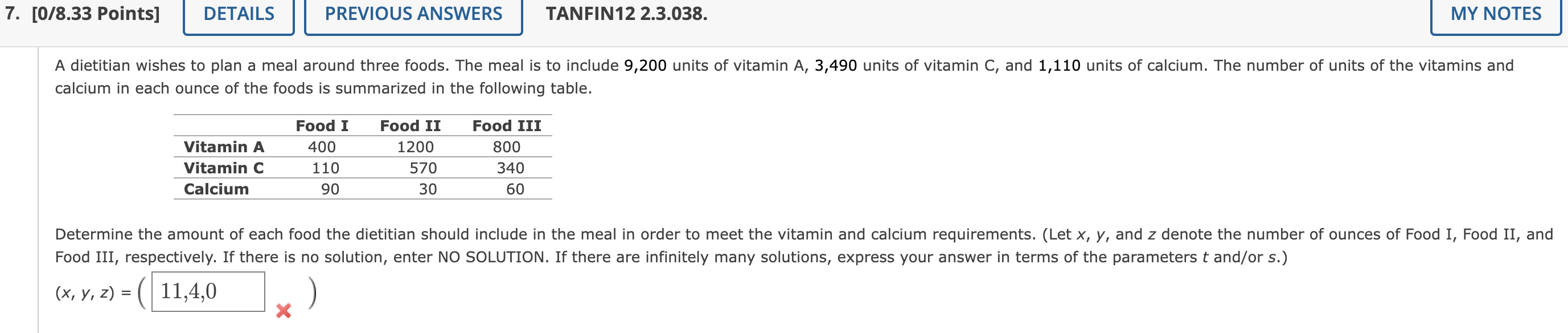 Solved Food III, respectively. If there is no solution,