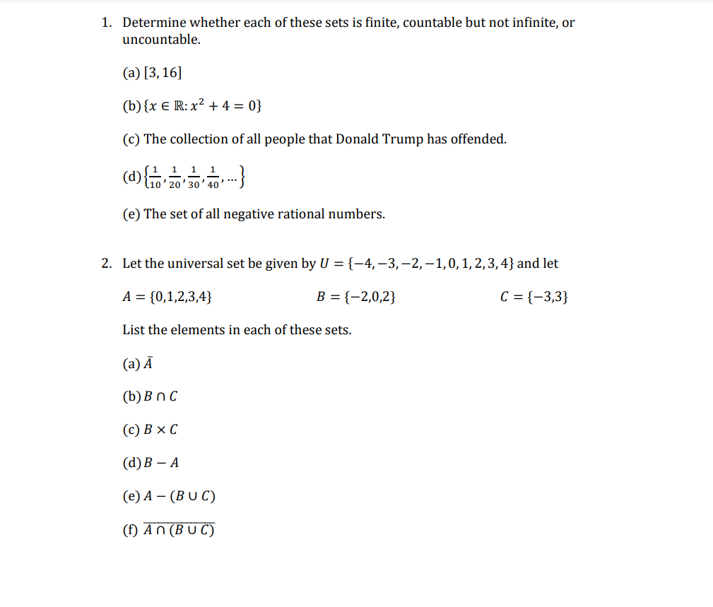 Solved 1. Determine whether each of these sets is finite, | Chegg.com