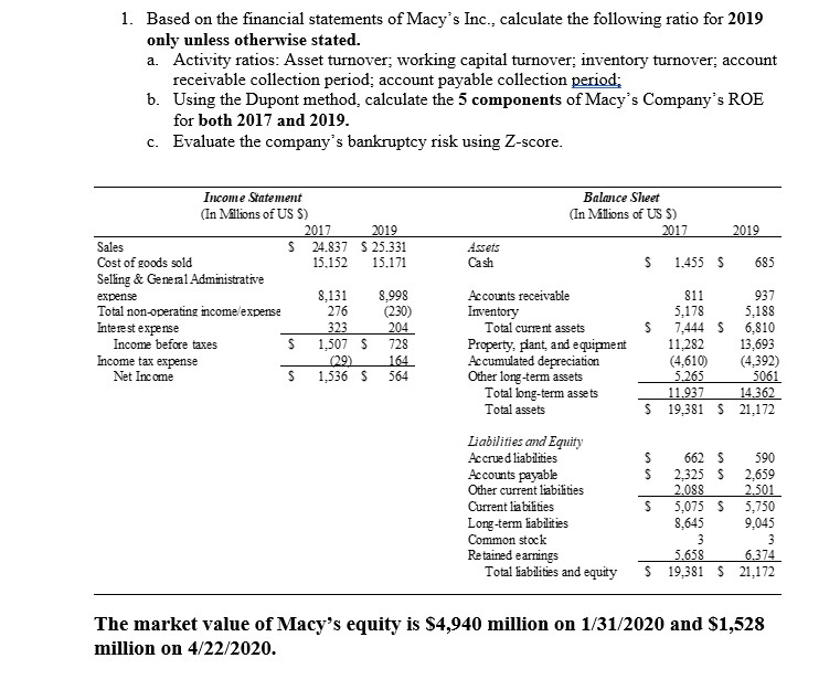 Solved 1 Based On The Financial Statements Of Macy S Inc Chegg Com Solved 1 Based On The Financial Statements Of Macy S Inc Chegg Com