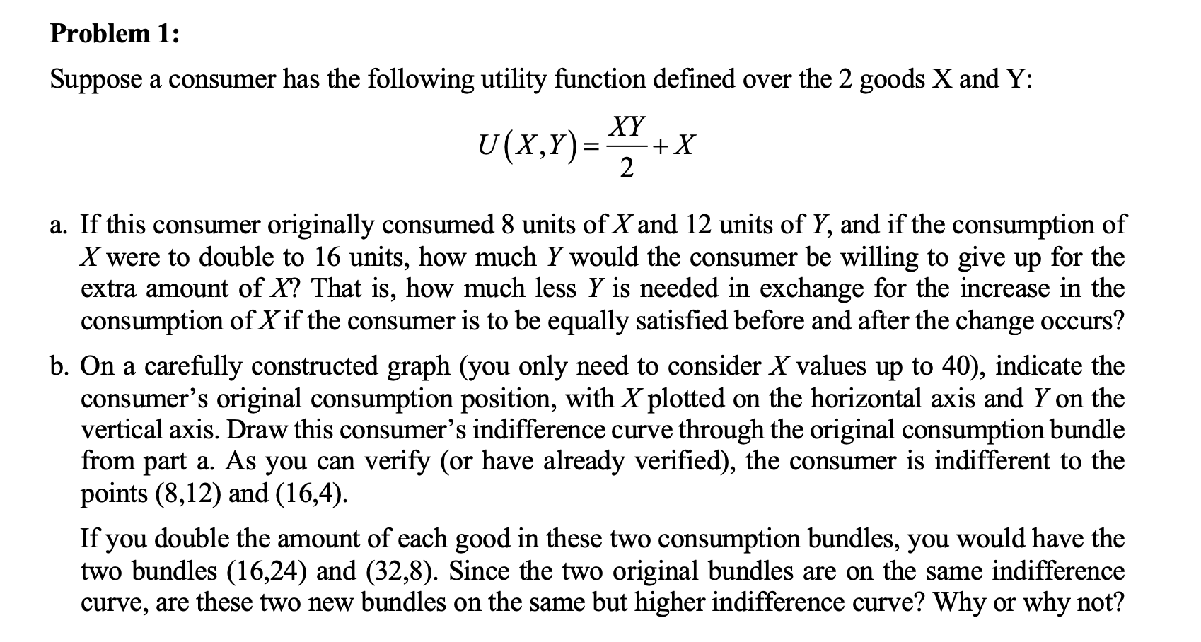 Solved Problem 1: Suppose A Consumer Has The Following | Chegg.com