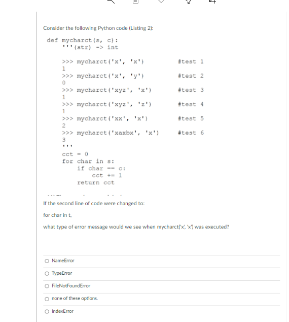 Solved " 4 Consider the following Python code (Listing 2): | Chegg.com