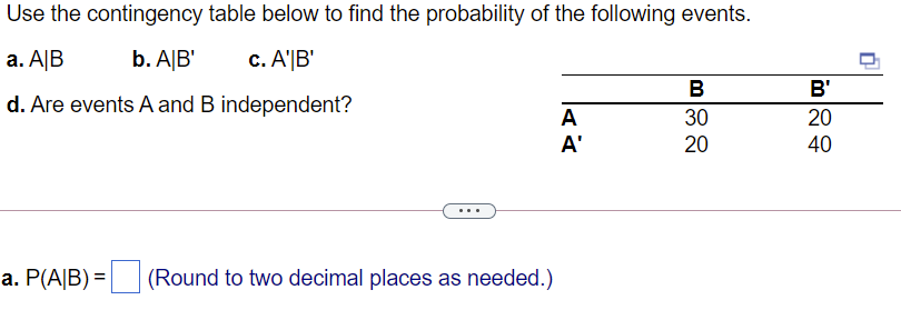 Solved Use The Contingency Table Below To Find The | Chegg.com