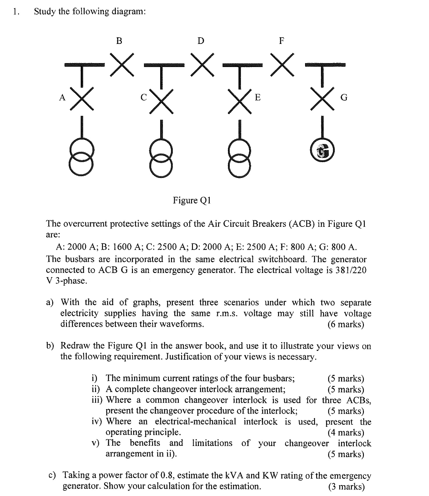 Study the following diagram:Figure Q1The overcurrent | Chegg.com