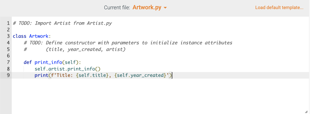 Solved Define the Artist class in Artist.py with a | Chegg.com