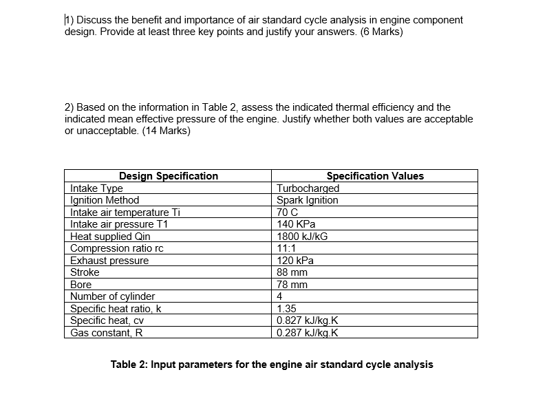 Solved 1) Discuss the benefit and importance of air standard | Chegg.com