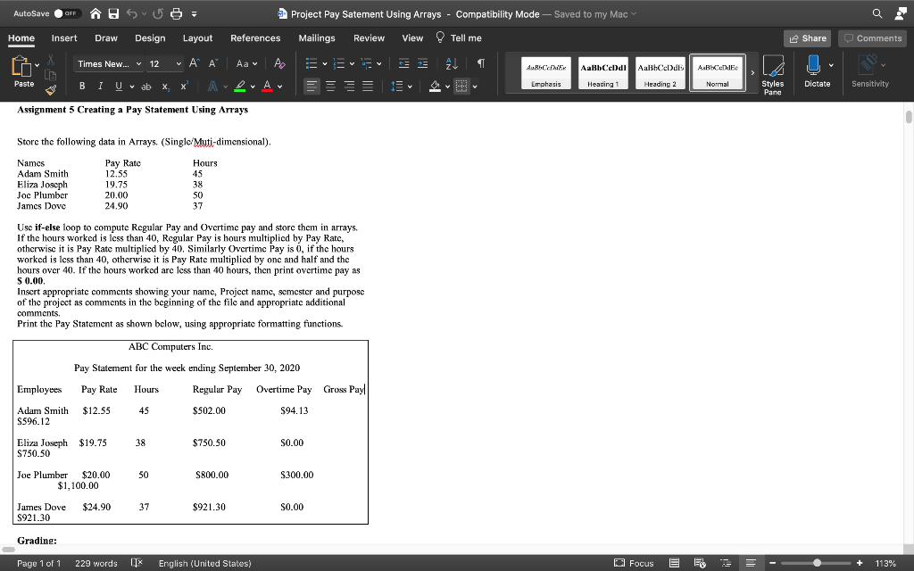 Pay Then Java Solved Java Programming Creating a Pay Statement Using | Chegg.com