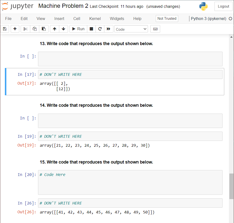 Solved C jupyter Machine Problem 2 Last Checkpoint: 11 hours | Chegg.com