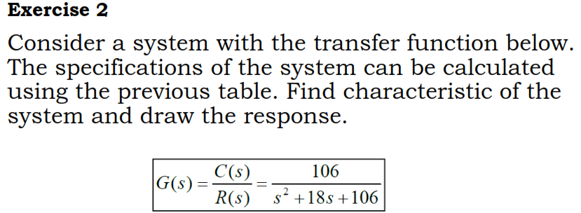 Solved Exercise 2 Consider a system with the transfer | Chegg.com