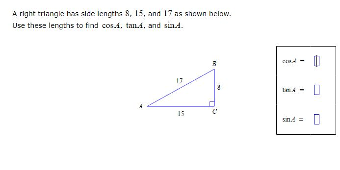 Solved A right triangle has side lengths 8, 15, and 17 as | Chegg.com