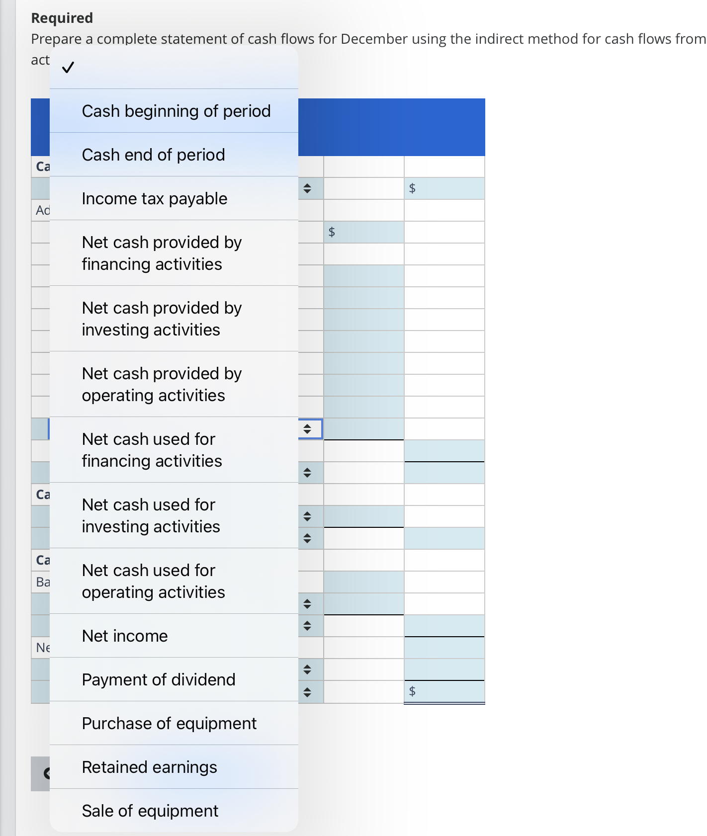 Solved Preparing a Complete Statement of Cash Flows The | Chegg.com