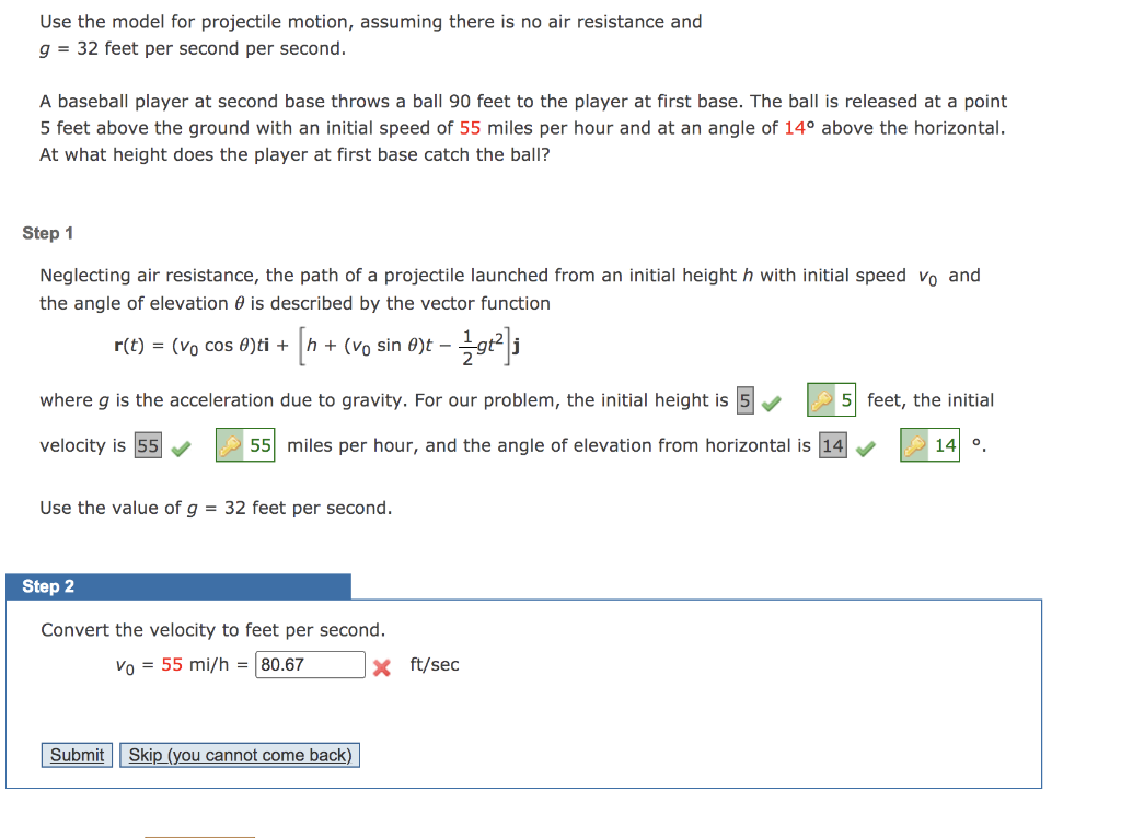 Solved Use the model for projectile motion, assuming there