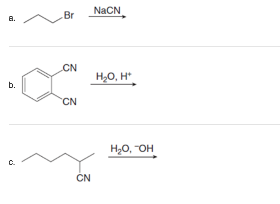 Solved CN H20, H+ b. CN C. CN | Chegg.com