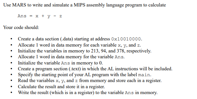 Solved Use MARS to write and simulate a MIPS assembly | Chegg.com