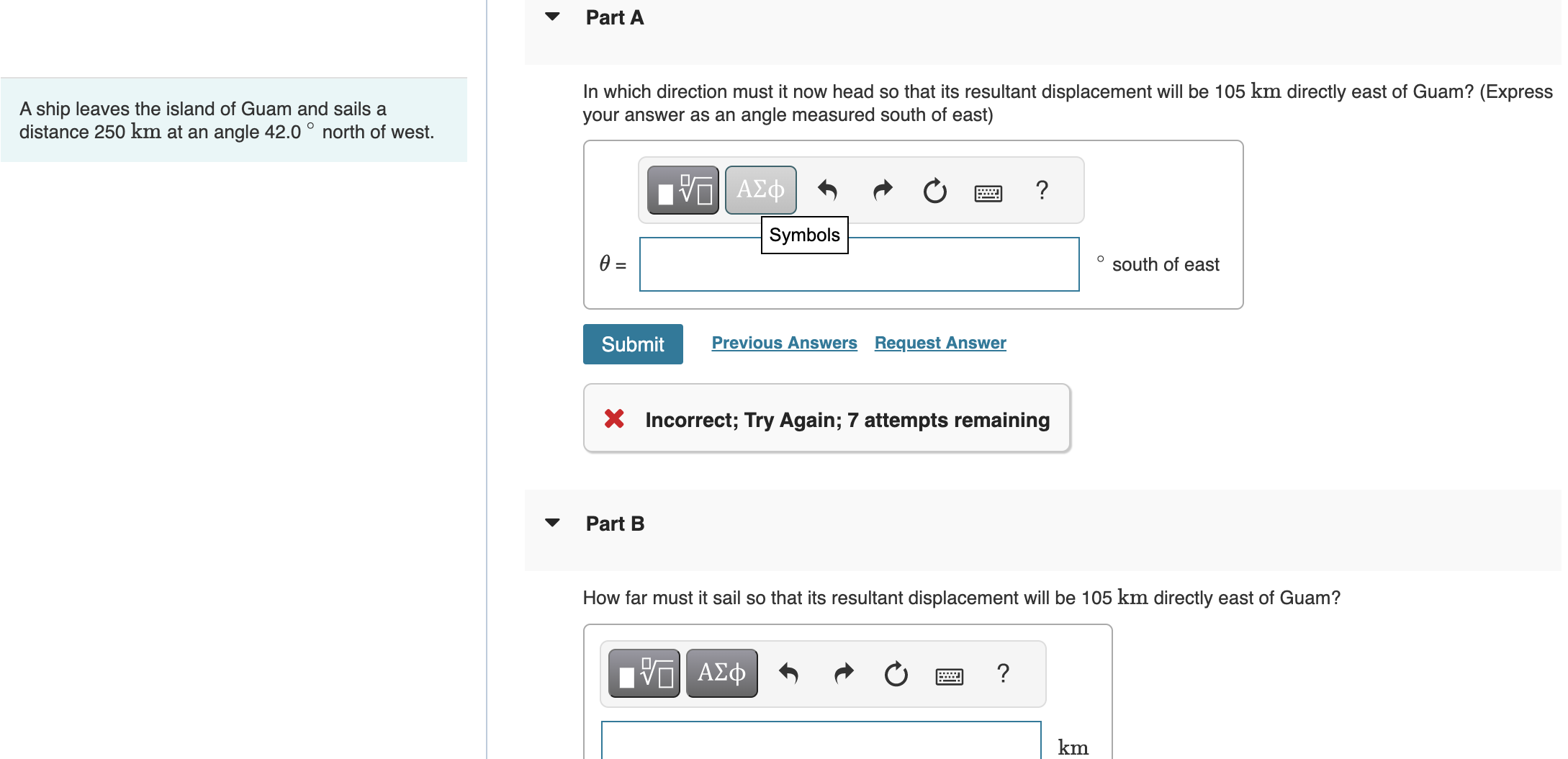 Solved A ship leaves the island of Guam and sails a distance
