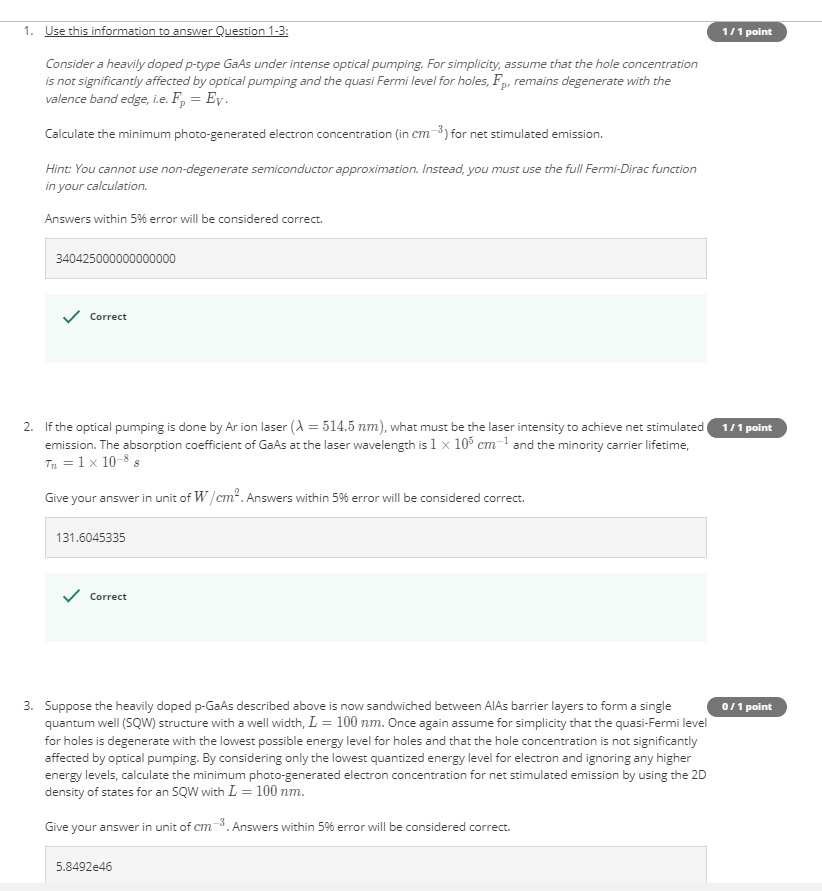 Solved 1. Use this information to answer Question 1-3: 1/1 | Chegg.com