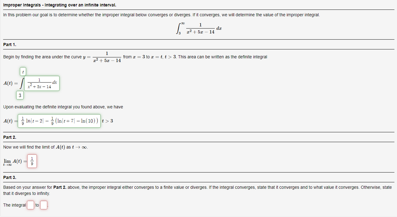 Solved Improper Integrals Integrating Over An Infinite