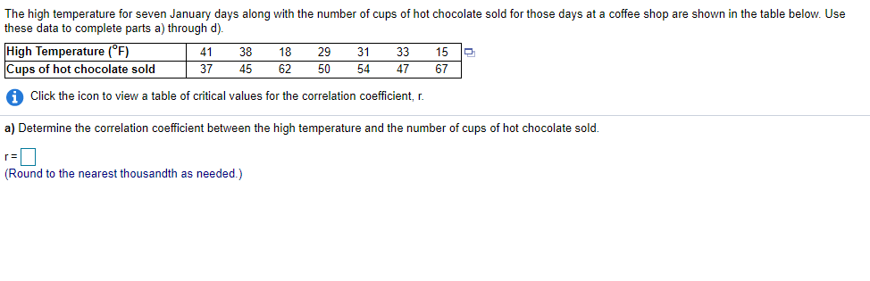 Solved The high temperature for seven January days along | Chegg.com