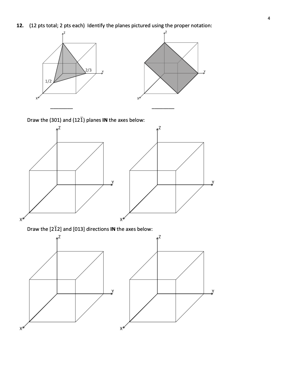 Solved 12. (12 pts total; 2 pts each) Identify the planes | Chegg.com