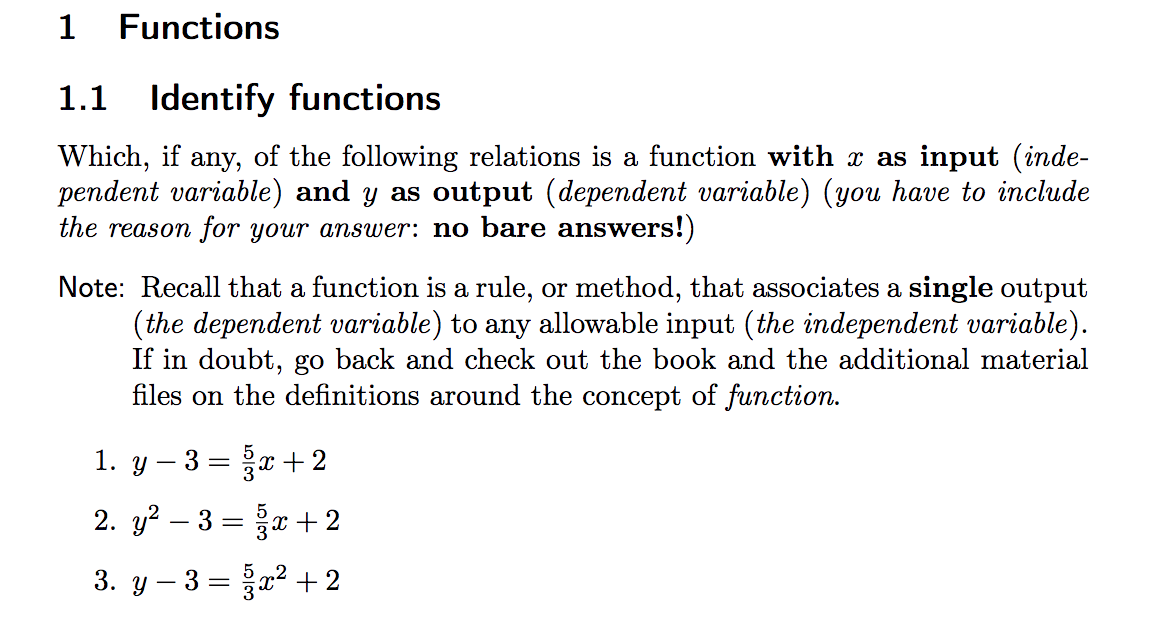 Solved 1 Functions 1.1 Identify functions Which, if any, of | Chegg.com