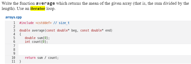 Solved Write the function average which returns the mean | Chegg.com