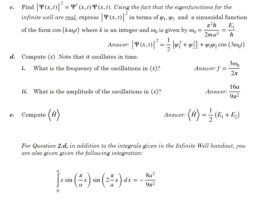Solved 2) A particle in an infinite square well so for 0