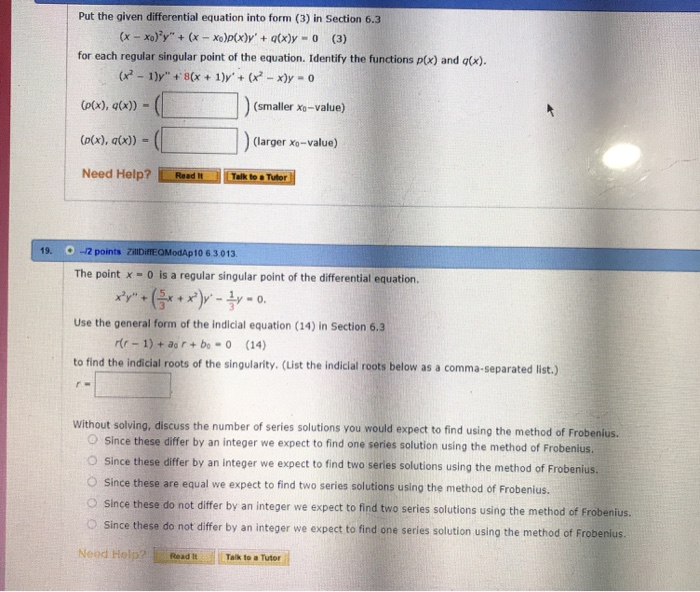 Solved Put the given differential equation into form (3) in | Chegg.com