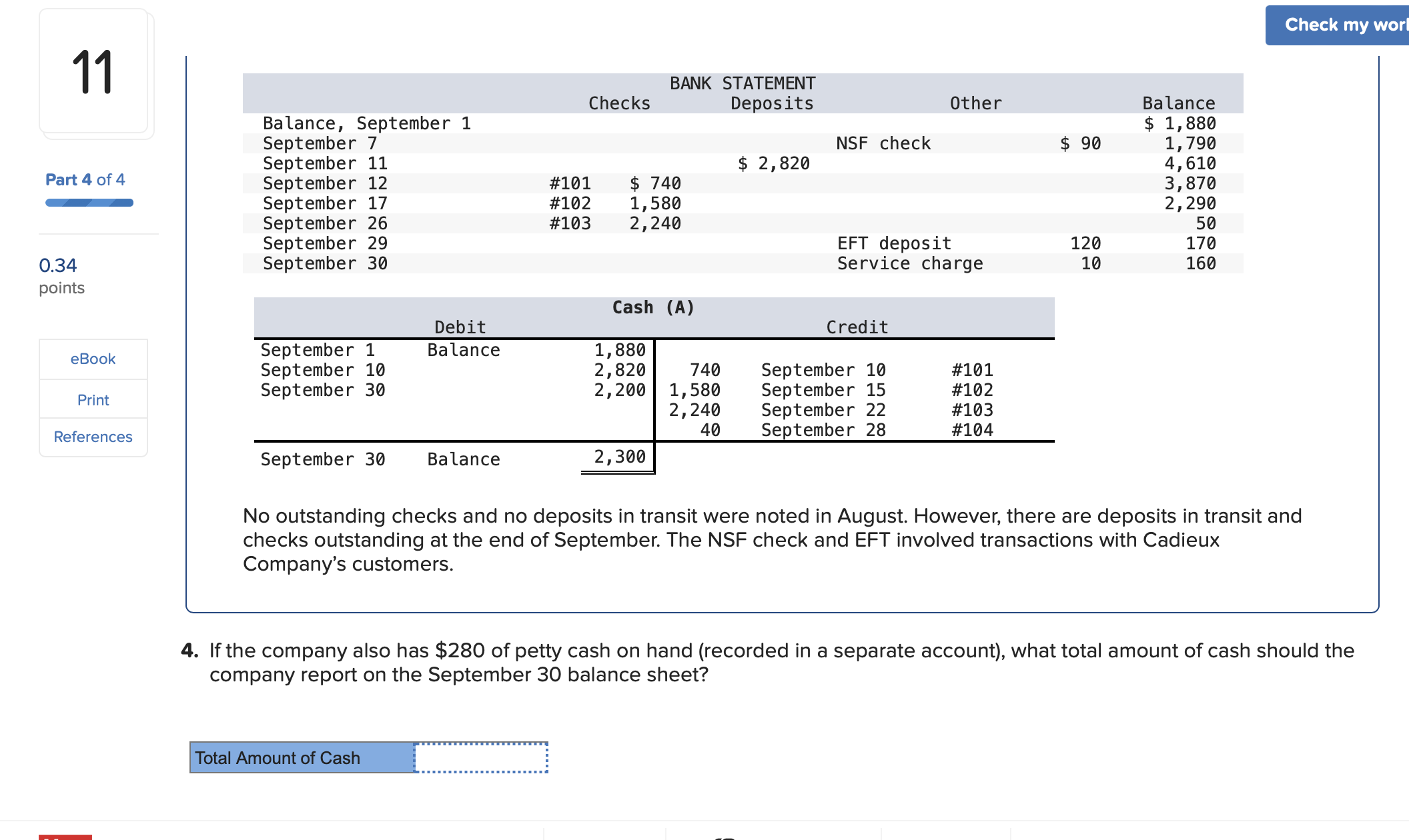 Solved No outstanding checks and no deposits in transit were