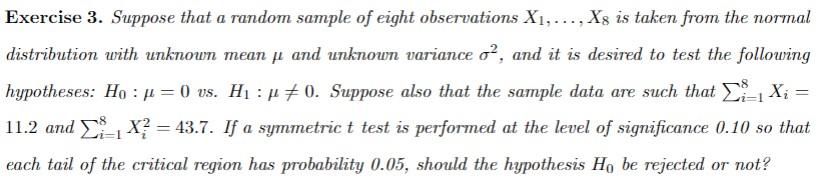 Solved Exercise 3. Suppose that a random sample of eight | Chegg.com