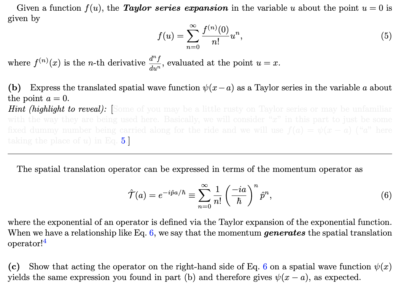 Solved Given A Function F U The Taylor Series Expansion Chegg Com