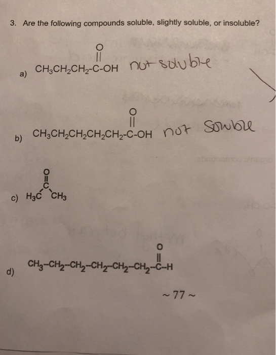 Solved 3 Are The Following Compounds Soluble Slightly Chegg Solved 3 Are The Following Compounds Soluble Slightly Chegg