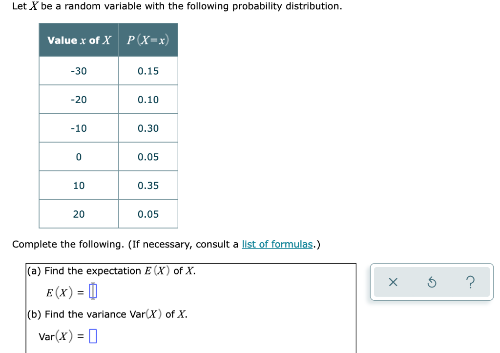 Solved Let X be a random variable with the following | Chegg.com